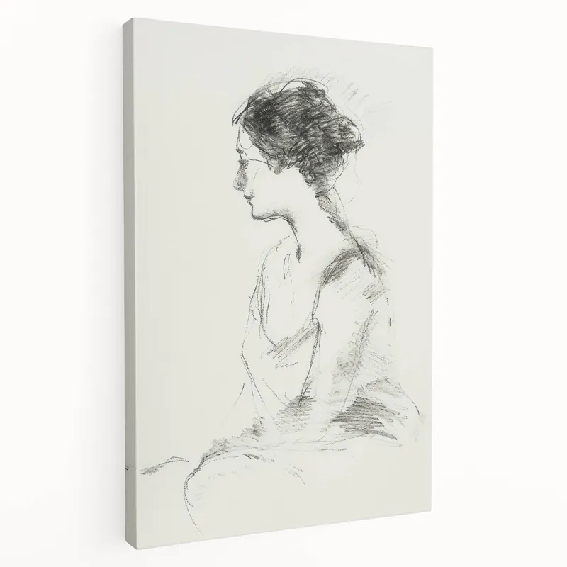 Genuine Modern Figurative Abstract Art - Minimalist Portrait Sketch