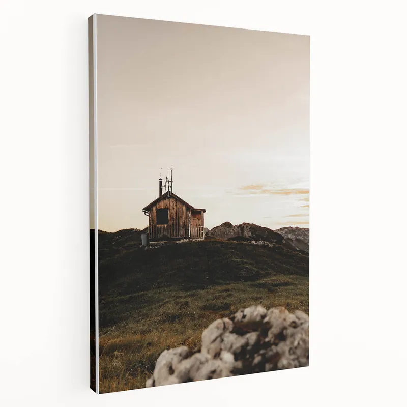 Mountain Cabin Serenity - Rustic Landscape Wall Art Express Delivery