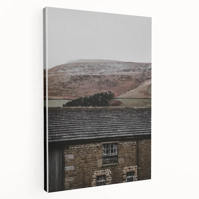 Rustic Wall Art - Stone Cottage and Rolling Hills for Farmhouse Decor Top Rated