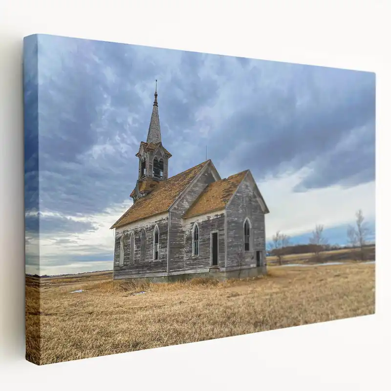 In Demand Iowa Scenery Prints - Abandoned Church in Rural Iowa Landscape Art