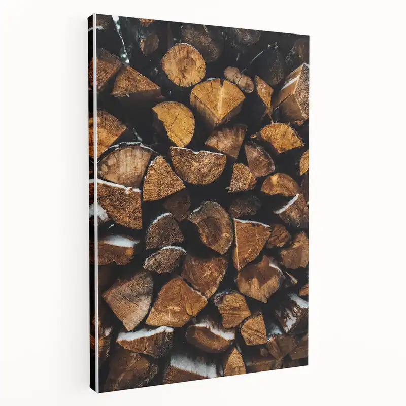 Stacked Firewood Art Print, Rustic Home Decor Wall Art Free Shipping