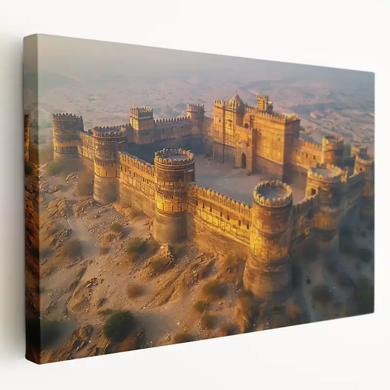 Derawar Fort Aerial View Wall Art – Majestic Pakistani Desert Fortress Print Today Only