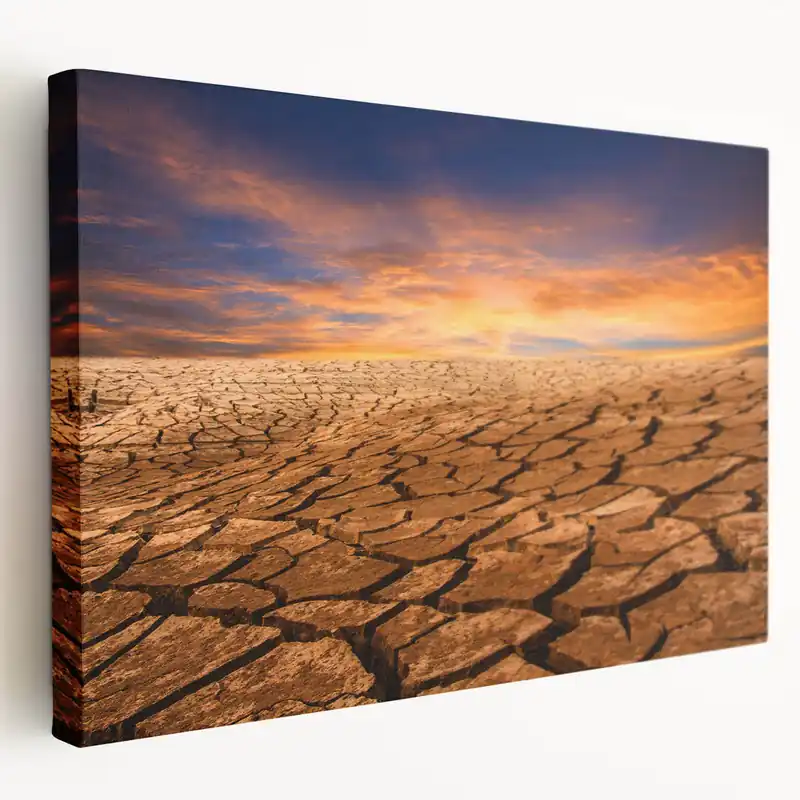 Latest Golden Desert Cracks - Captivating Desert Landscape Canvas Wall Art