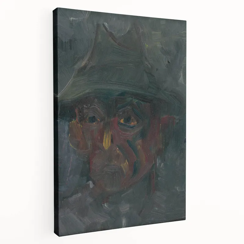 Shop Now Head of a Man in a Hat - Dark Expressionist Wall Art