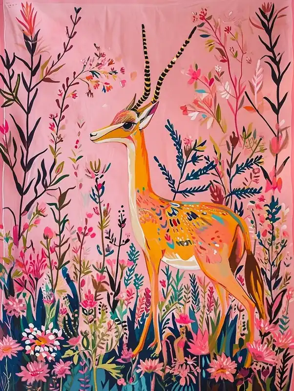 Place Order Floral Animal Painting Gazelle 2
