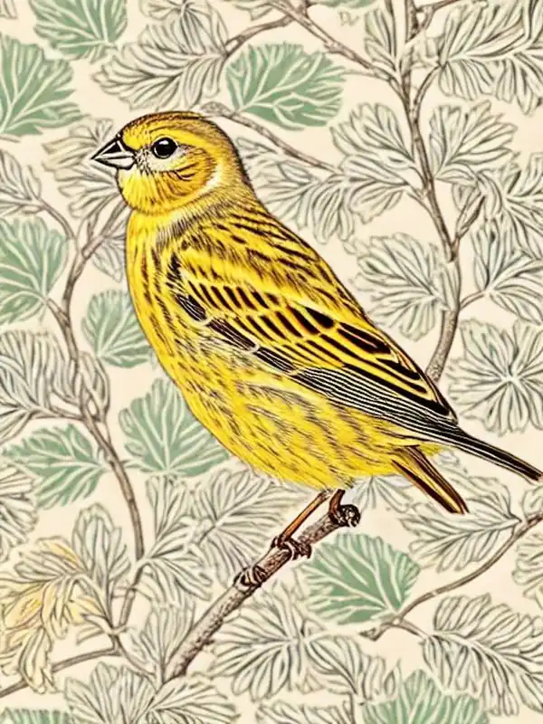 Price Cut Yellowhammer 2 William Morris Style Bird