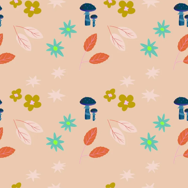 While Supplies Last Autumn Leaves Fabric Pink
