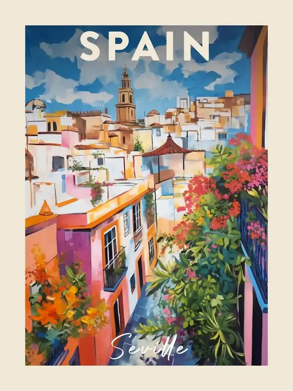 Seville Spain 3 Fauvist Painting Travel Poster Limited Edition