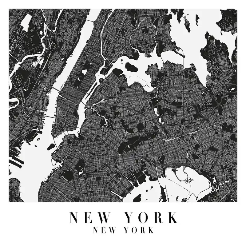 New York New York Minimal Black Mono Street MapSquare Holiday Sale