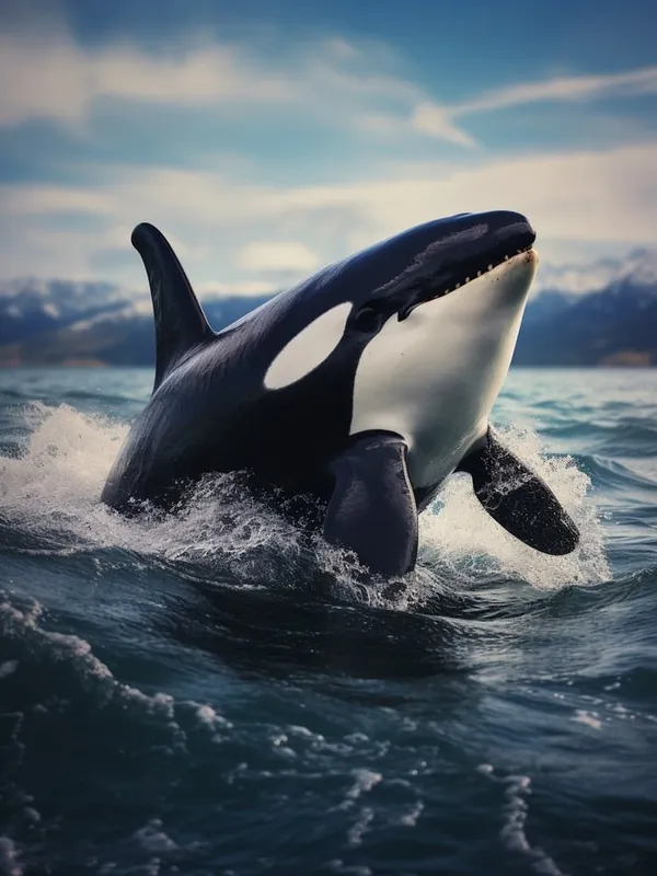 Realistic Orca Whale Icy Mountain Photography Style 4 Cheap