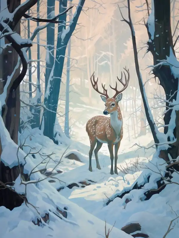 Winter Fawn 1 Illustration Low Price