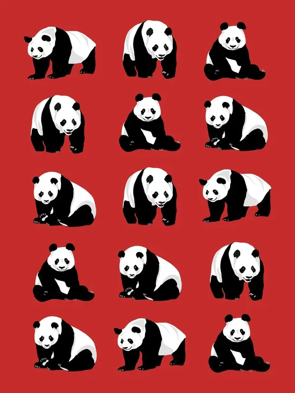 Panda Bears Pattern on Red Must Have