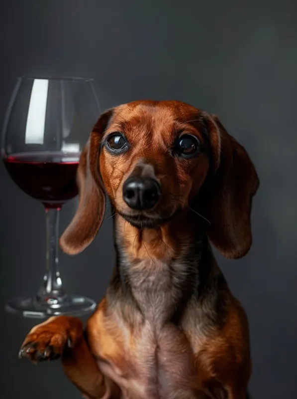 Dachshund With A Glass Of Wine Final Sale